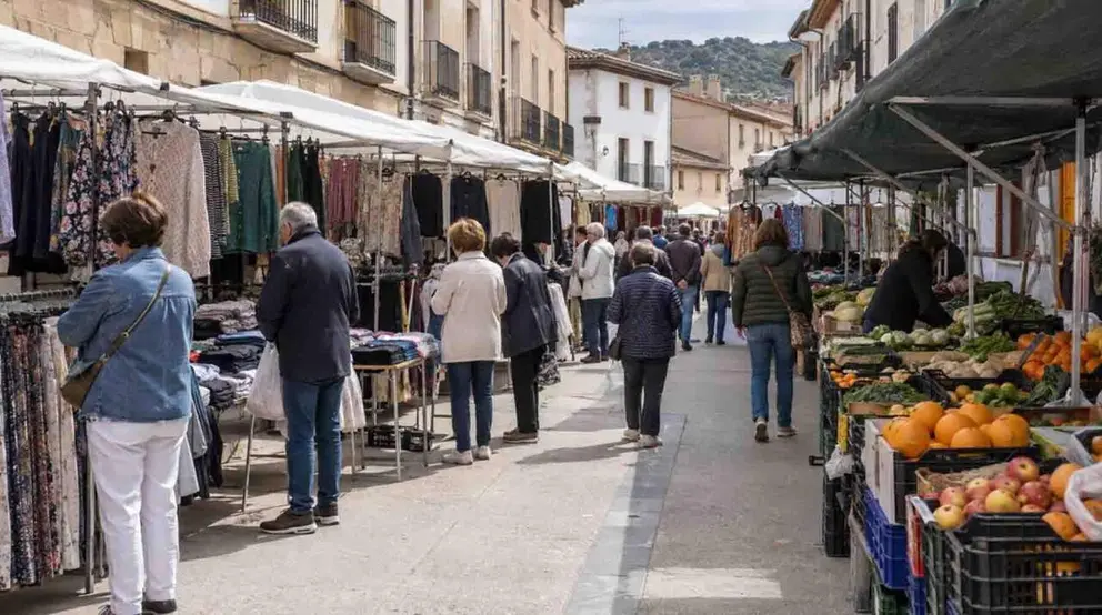 Un mercadillo de puestos.