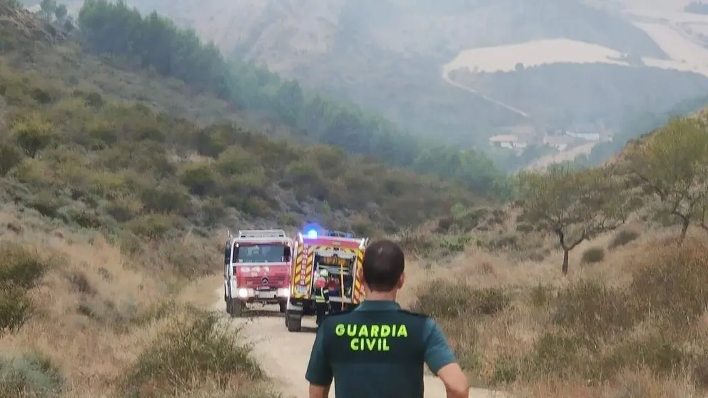 Un agente de la Guardia Civil en la zona del incendio. GUARDIA CIVIL