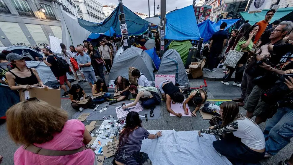 Acampada en la Puerta del Sol de la Plataforma de Inquilinas. EUROPA PRESS
