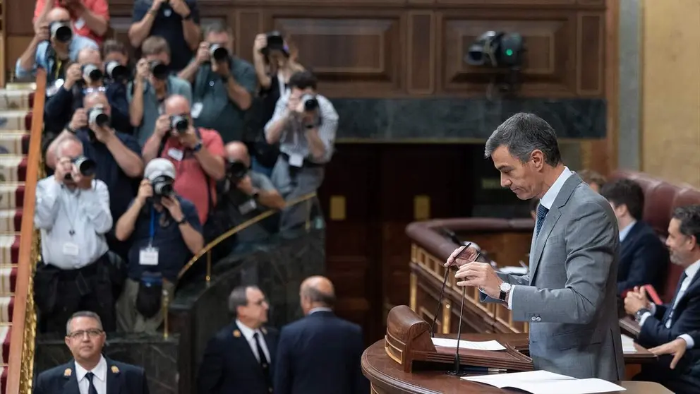 El presidente del Gobierno, Pedro S&aacute;nchez, el pasado viernes en el Congreso de los Diputados. EUROPA PRESS