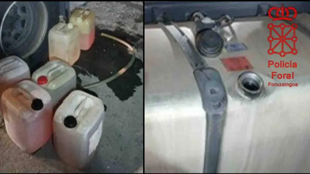 Imagen del robo de gasoil en unos camiones en Beri&aacute;in. POLIC&Iacute;A FORAL