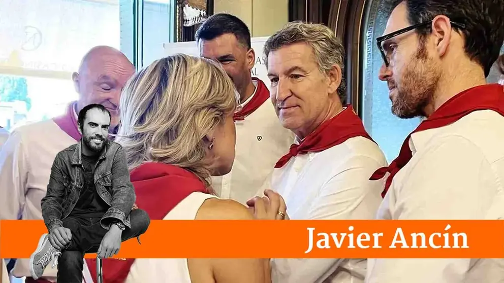 La presidenta de UPN, Cristina Ibarrola, conversa con el presidente del PP, Alberto N&uacute;&ntilde;ez Feij&oacute;o, en la visita de este a los &uacute;ltimos Sanfermines.