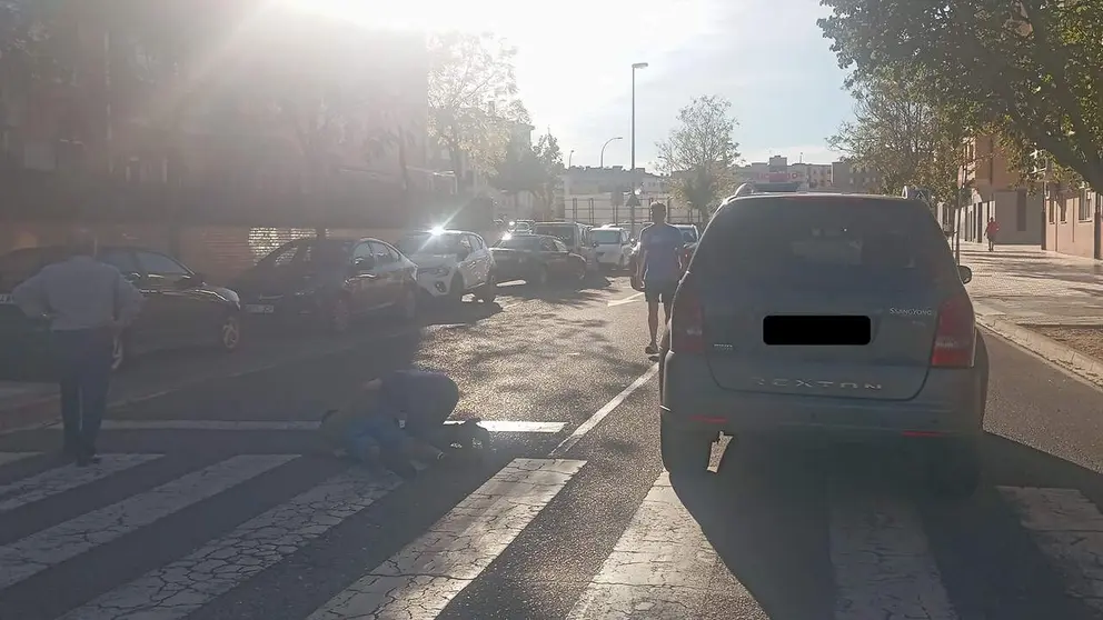 Atropello en la calle Monasterio de la Oliva en Tudela. POLIC&Iacute;A MUNICIPAL DE TUDELA