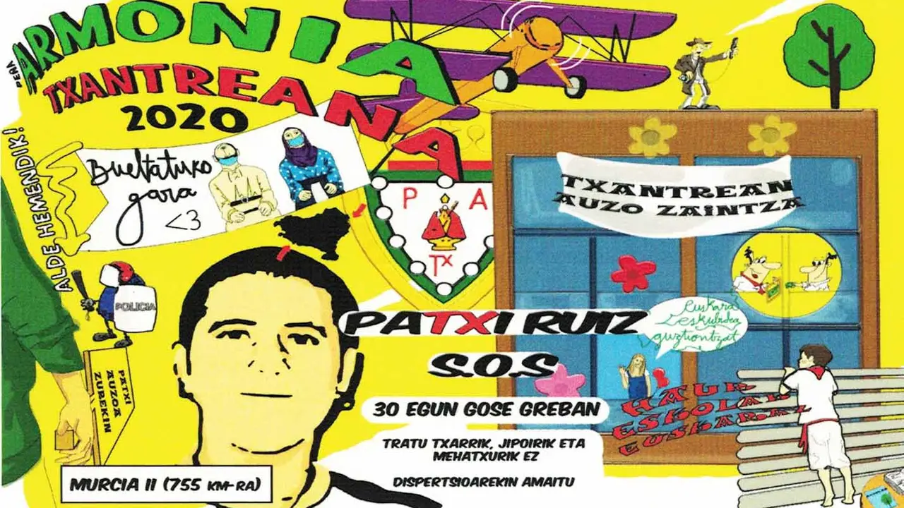 Pancarta de la peña Armonía Txantreana para San Fermín 2020