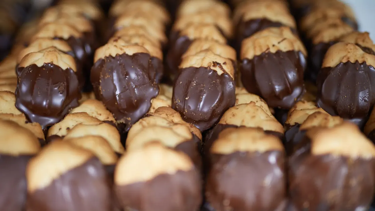 Caja de pastas de Layana con cobertura de chocolate. MIGUEL OS&Eacute;S