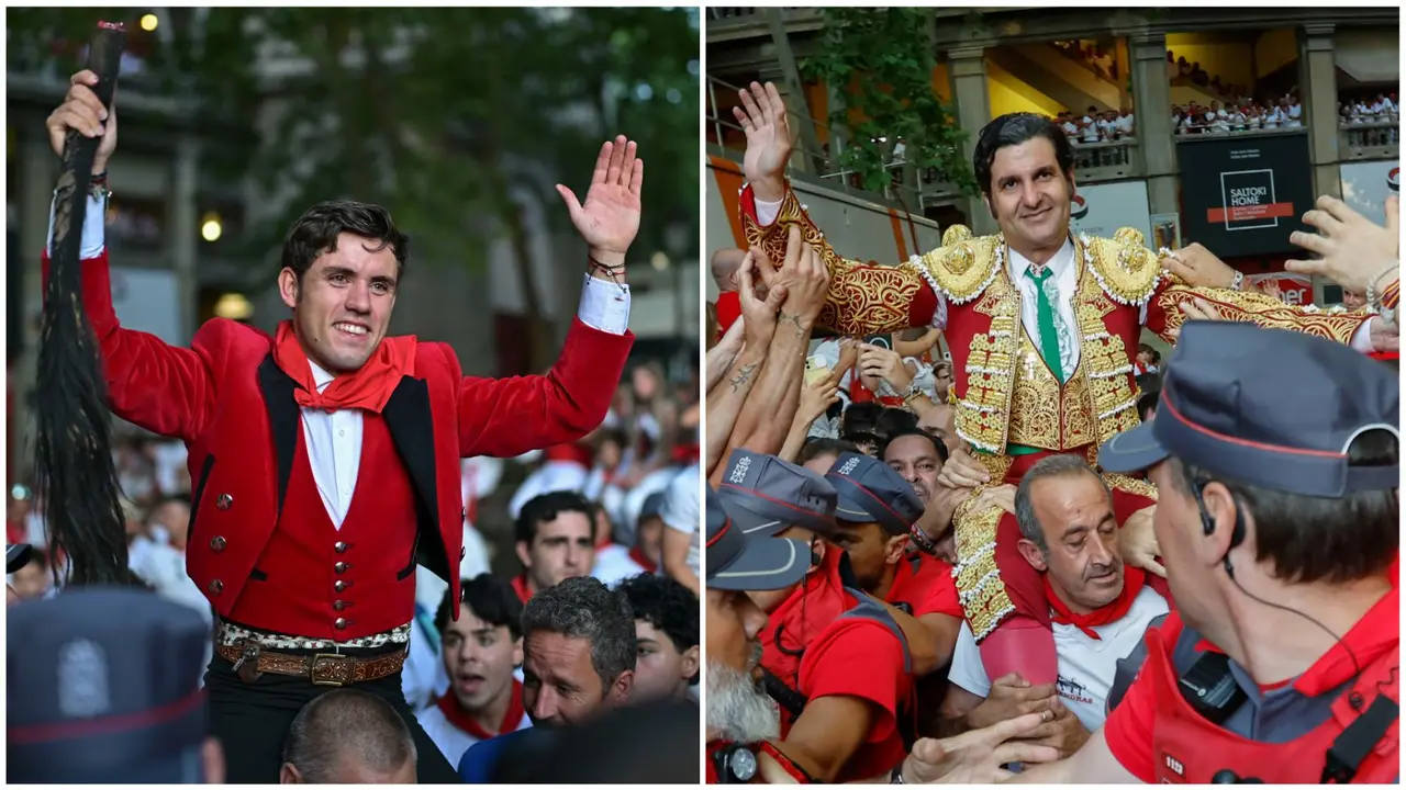 Guillermo Hermoso de Mendoza y Morante de la Puebla, triunfadores de los Sanfermines de 2025.