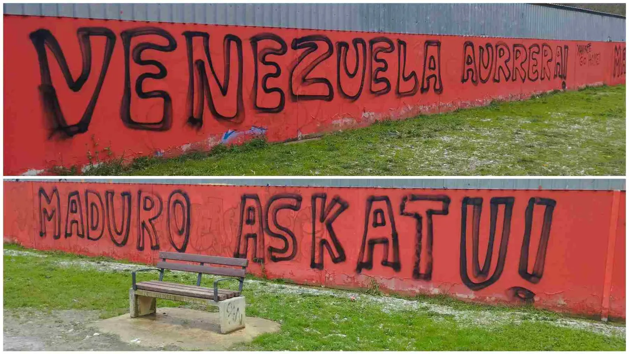 El muro de los corralillos del gas   vandalizado en Pamplona.