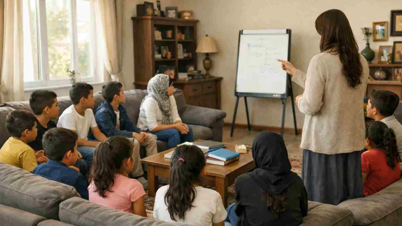 Menores en un centro de acogida. Imagen generada por inteligencia artificial.