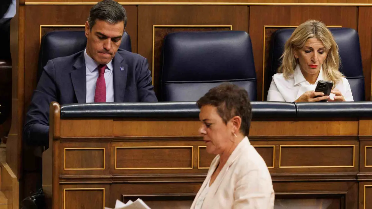 La portavoz de EH Bildu en el Congreso, Mertxe Aizpurua y Pedro S&aacute;nchez en el Congreso de los Diputados. EUROPA PRESS