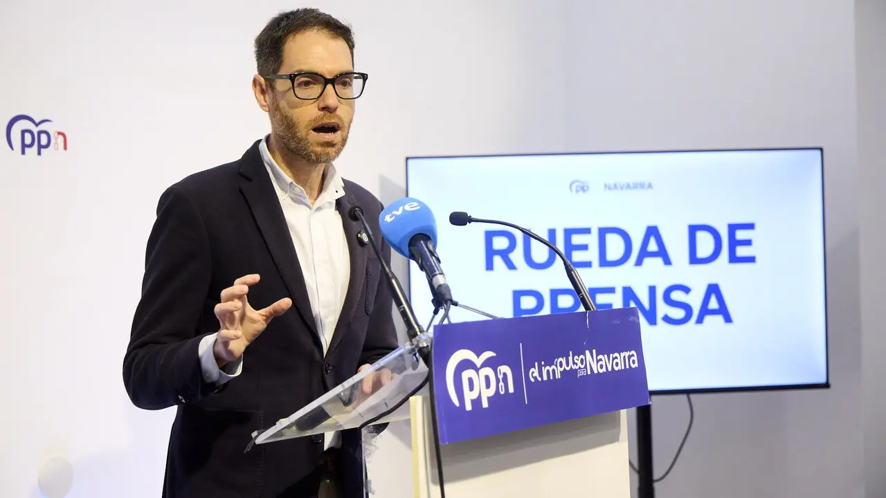Rueda de prensa del secretario general del PPN y diputado por Navarra, Sergio Sayas. I&Ntilde;IGO ALZUGARAY