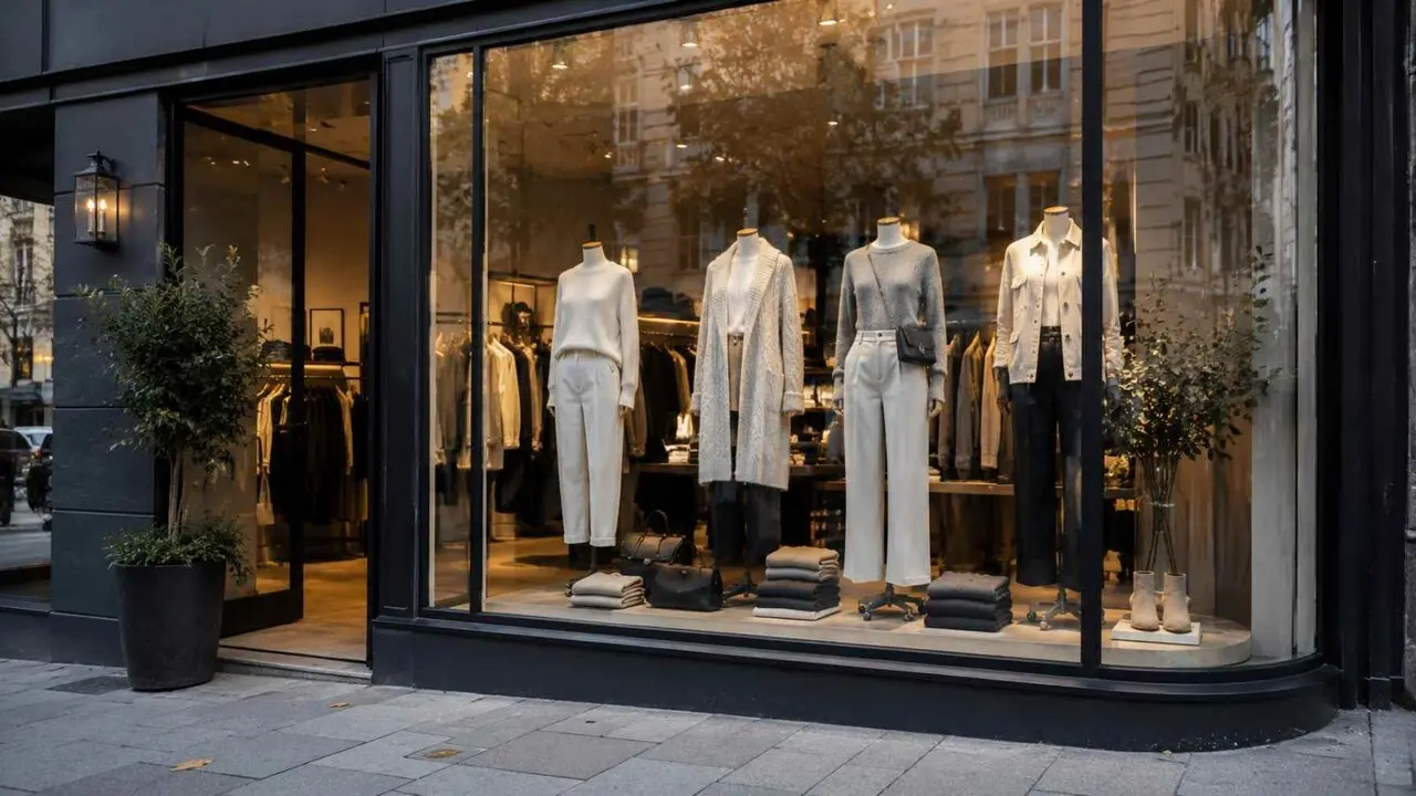 Imagen generada con Inteligencia Artificial del escaparate de una tienda de ropa. CHAT GPT