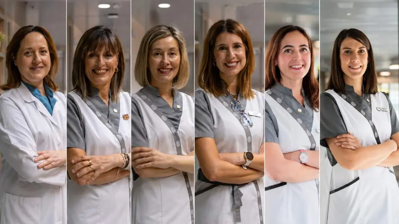 Las seis enfermeras premiadas: Eva S&aacute;nchez, Salom&eacute; San Bruno, Edurne Fern&aacute;ndez, Eva Morillo, Mar&iacute;a Isabel Vivas y B&aacute;rbara Llenderrozas.