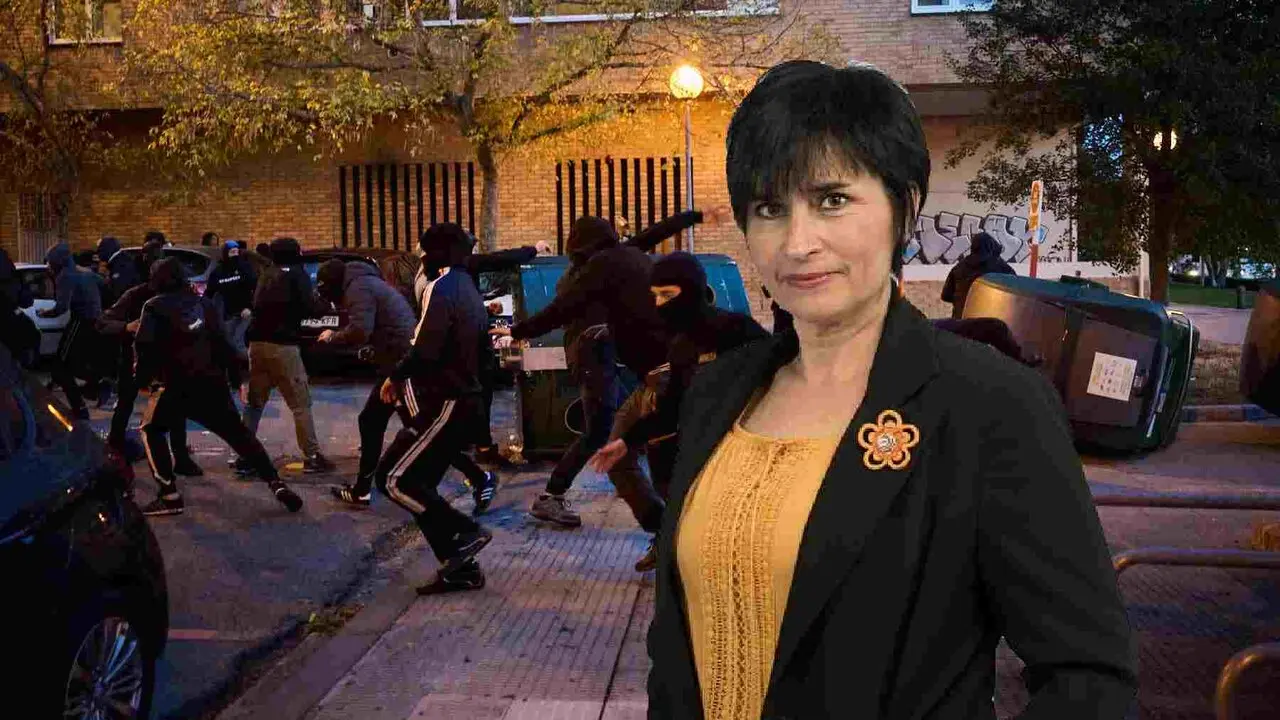 Fotomontaje de Laura Aznal sobre una foto de los disturbios. PABLO LASAOSA