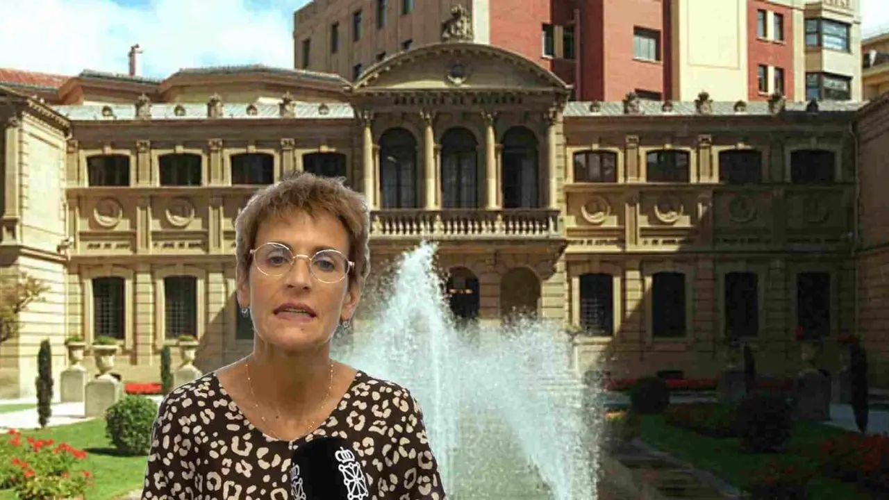 fotomontaje de Mar&iacute;a Chivite sobre una foto del Palacio de Navarra.