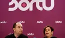 Los portavoces de Sortu, Pernado Barrena (nacional) y Amaia Izko (foral)