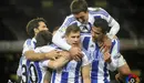 Los jugadores de la R. Sociedad celebran su victoria sobre el Betis.