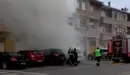 Imagen del incendio de dos vehículos en Peralta.
