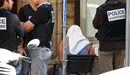 Uno de los detenidos en relación con el atentado de Niza esposado y cubierto con una toalla (RTVE).