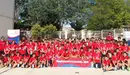 Los niños participantes del campeonato de fútbol plaza en Sangüesa. OSASUNA