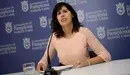 Maite Esporrín portavoz del PSN en el Ayuntamiento de Pamplona en rueda de prensa. PABLO LASAOSA 01