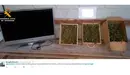 Imagen de la marihuana y el televisor incautados por la Guardia Civil. TWITTER