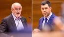 El consejero de Educación, José Luis Mendoza, y el parlamentario del PPN, Javier García, durante sus intervenciones. ÍÑIGO ALZUGARAY.