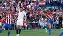 Cabezazo de Godín ante el Sevilla. Foto twitter Atlético de Madrid.