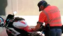 La moto que ha sido interceptada en Buñuel por ir a más de 200 kilómetros por hora. POLICÍA FORAL