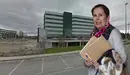 Imagen de la sede de Davalor junto a una fotografía de la presidenta de Navarra, Uxue Barkos NAVARRACOM