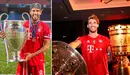 El navarro Javi Martínez celebra su segundo triplete tras ganar este pasado domingo la Champions League