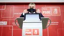 El diputado navarro y secretario de Coordinación Territorial, Santos Cerdán, analiza en rueda de prensa los Presupuestos Generales del Estado. PABLO LASAOSA