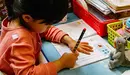 Una niña pinta en el colegio. ARCHIVO