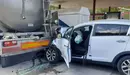 Accidente en Santesteban, en una gasolinera de la N-121. BOMBEROS DE NAVARRA