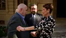 La presidenta del Gobierno de Navarra, María Chivite, presenta el balance de la legislatura 2019-2023 en el Jardín del Palacio. PABLO LASAOSA