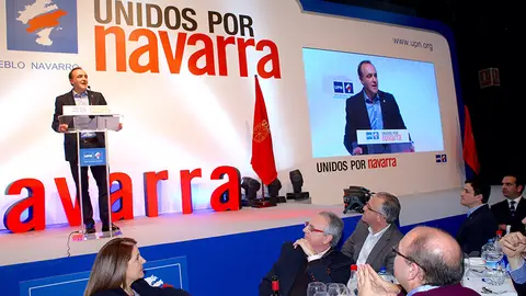 Javier Esparza se dirige a los asistentes en el Día de UPN celebrado en Pamplona