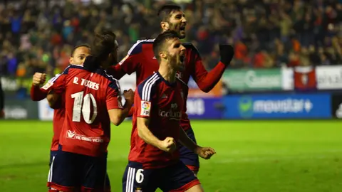 Osasuna celebra el gol del empate.
