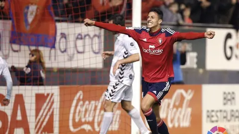 Gol de Mesa a la Llagostera. Foto LFP.