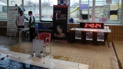 Marcador electrónico en la piscina de Oberena.