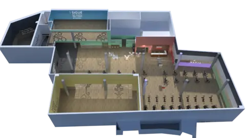 vista top 3D Nuevo gimnasio Altafit en la estación de autobuses de Pamplona