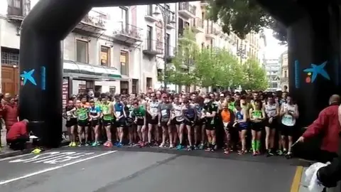 Salida de la Media Maratón en Pamplona.