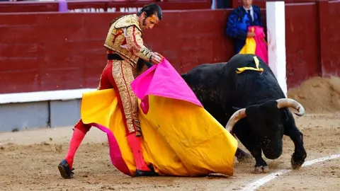 El diestro Juan José Padilla durante la faena a su segundo toro en la vigésimo primera de la feria de San Isidro. EFE. J.P. GANDUL