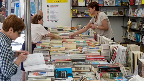 La Plaza del Castillo acoge la XV Feria del Libro de Pamplona en la que participan 12 librerías de la ciudad.(5). IÑIGO ALZUGARAY