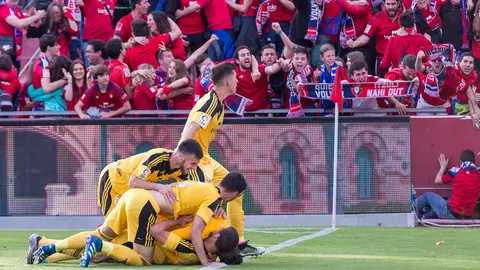 Imágenes del partido de vuelta de la final del play-off disputado en Girona en el que Osasuna ha logrado el ascenso a Primera (18). IÑIGO ALZUGARAY