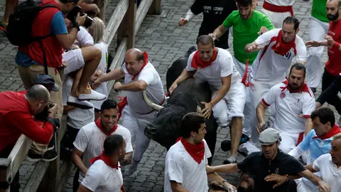 Encierro de Cebada Gago en el callejón de acceso a la plaza de toros. JORGE NAGORE (9)