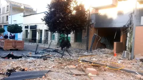 Situación tras la explosión de una vivienda en Tudela. 