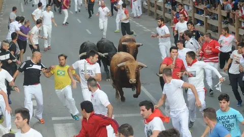 Tercer encierro de Tafalla con toros de Macua. MIGUEL OSÉS