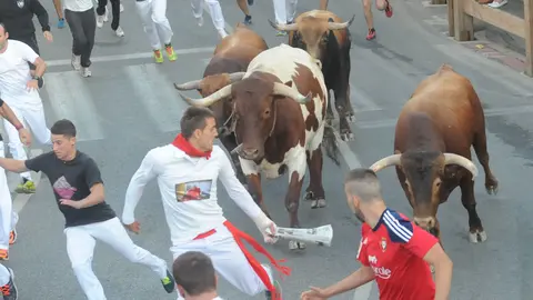 Cuarto encierro de las fiestas de Tafalla con toros de Macua MIGUEL OSÉS