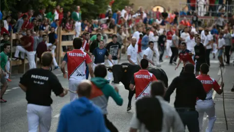 Penúltimo encierro en Tafalla. PABLO  LASAOSA