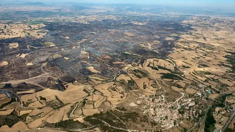 El incendio, desatado entre Tafalla y Pueyo, ha calcinado 3.000 hectáreas. GOBIERNO DE NAVARRA