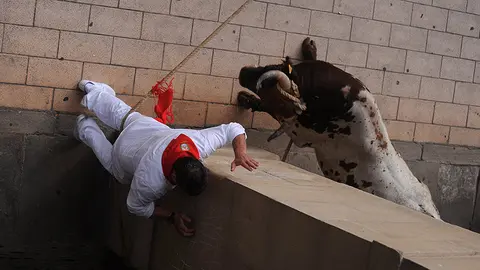 El toro ensogado del Marqués de Saka que ha dejado dos corneados en Lodosa este sábado MIGUEL OSÉS (4)